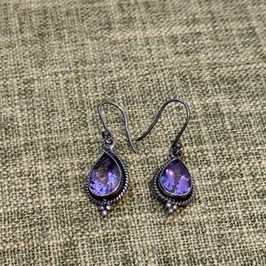 Sterling Silver Amethyst Teardrop Earrings